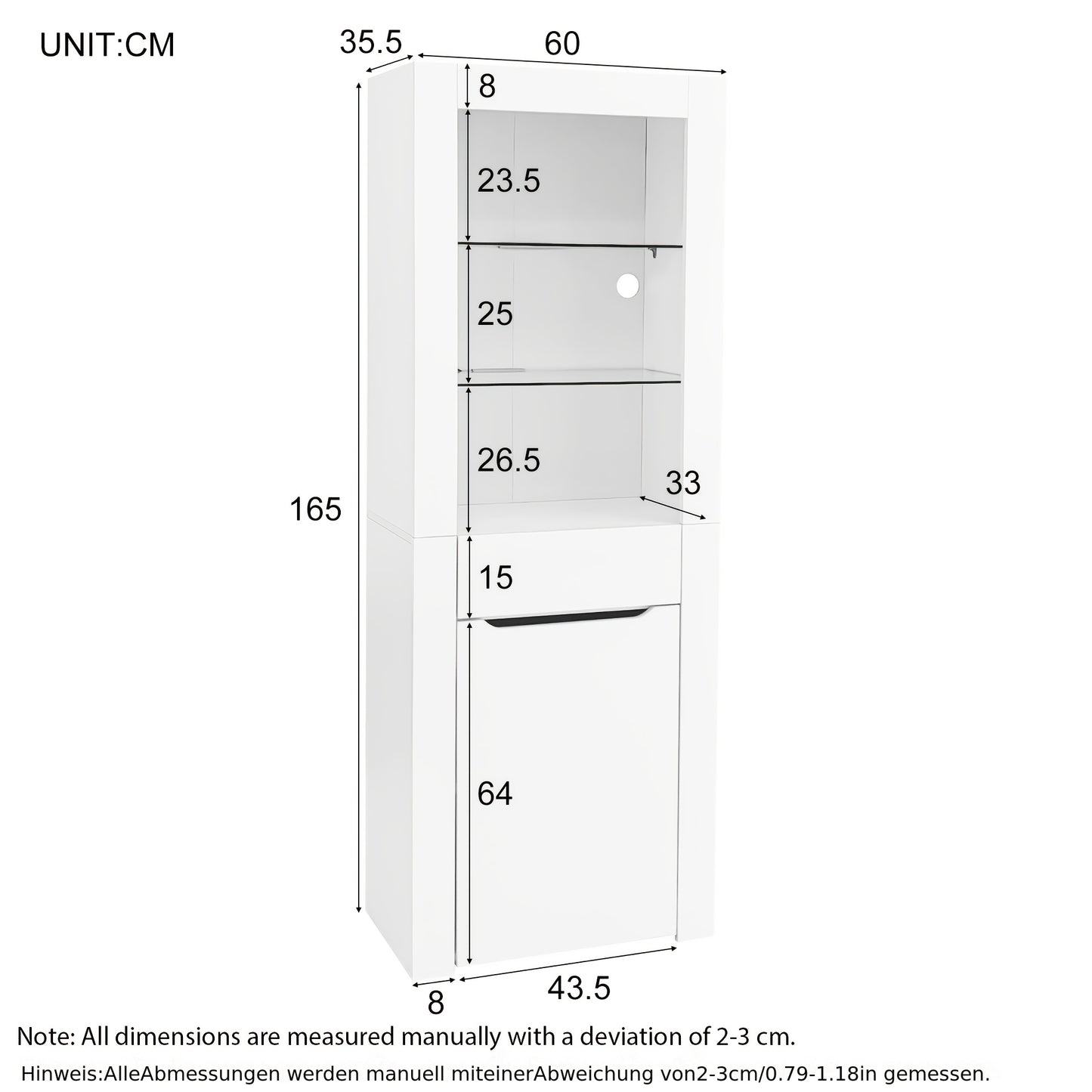 Modern White Freestanding Display Cabinet with Doors & Shelves - Heavy-Duty /Metal Frame Bookcase, 68.58cm+ Tall Storage Unit for Living Room, Kitchen, Office - No Assembly Required, Space-Saving Vertical Organizer (≥3.2 Cu
