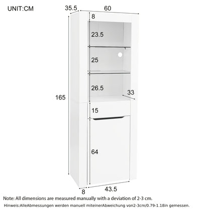 Modern White Freestanding Display Cabinet with Doors & Shelves - Heavy-Duty /Metal Frame Bookcase, 68.58cm+ Tall Storage Unit for Living Room, Kitchen, Office - No Assembly Required, Space-Saving Vertical Organizer (≥3.2 Cu