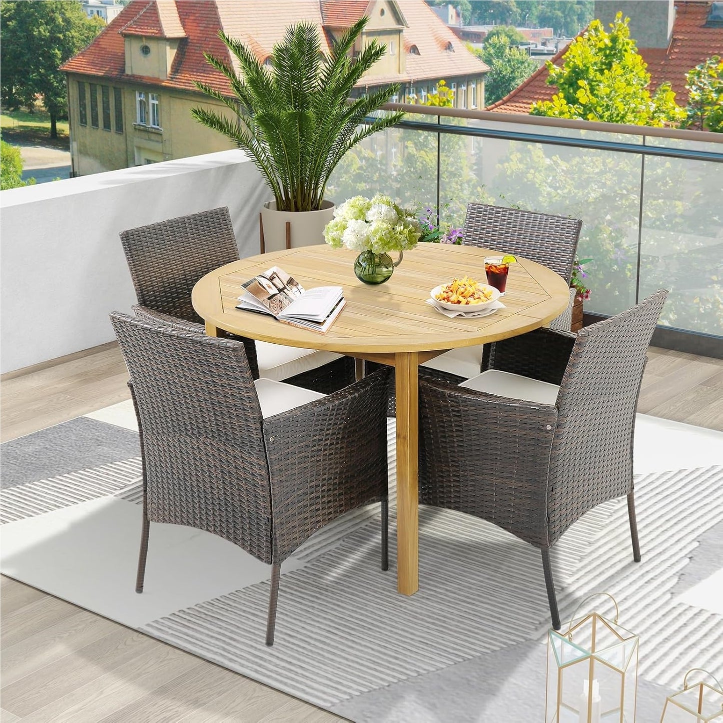 Tuinstoelen – Tuinmeubels – Balkonstoelen – Verstelbare Stoelen – Met Kussen – PE Rattan – Metalen Frame – Ergonomisch Design