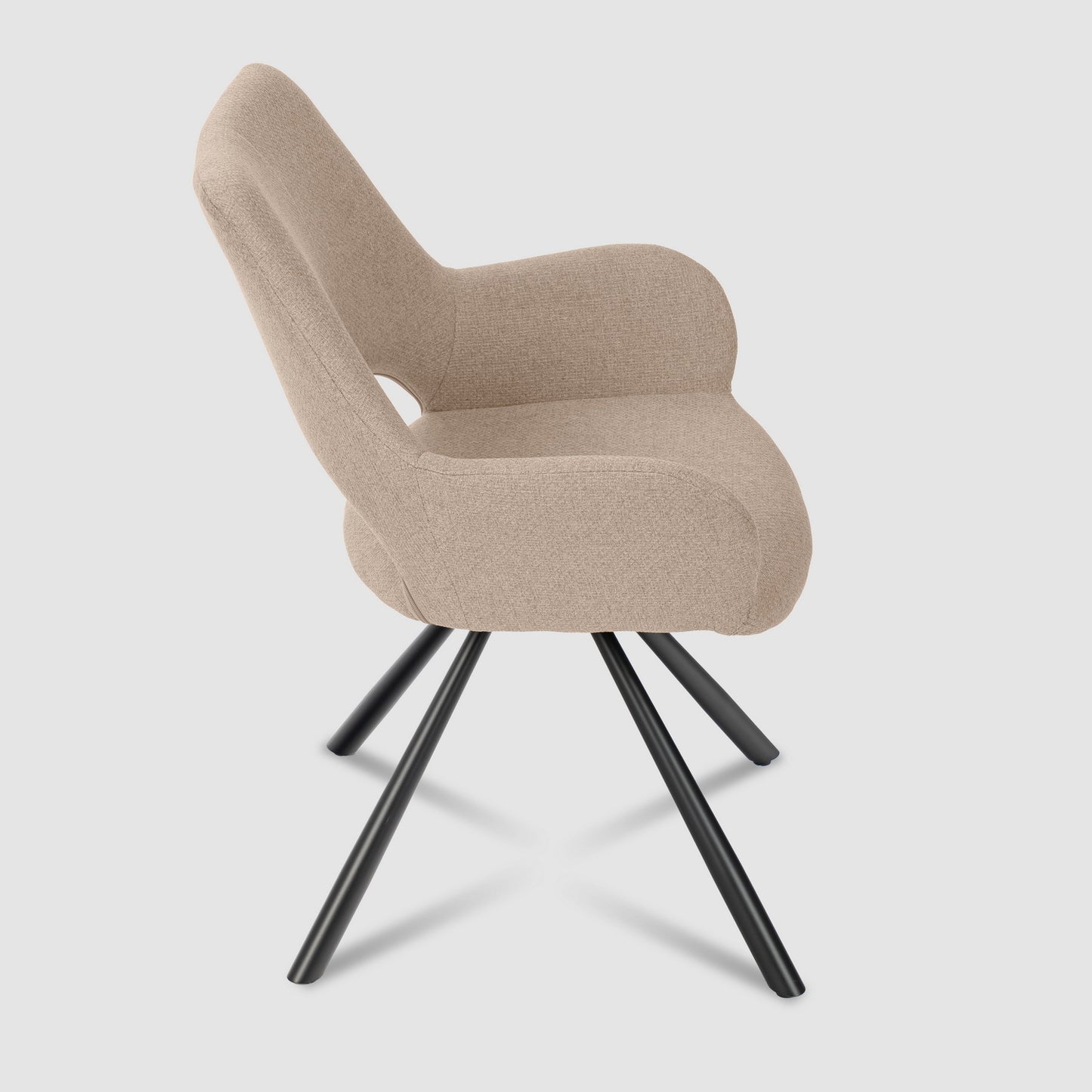 Eetkamerstoel – Stoel – Kuipstoel – Armstoel – Dining Chair – Scandinavisch Design – Comfortabele Stoffering – Metalen Poten 58,5x59x81 cm