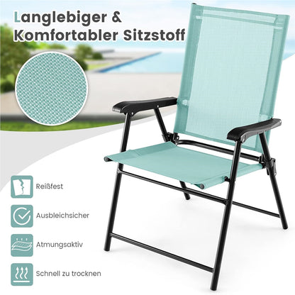 Tuinstoelen – Tuinmeubelen – Balkonstoelen – Inklapbare Stoelen – Terrasstoelen – Mintgroen – Weerbestendig Stof – Stevig Metalen Frame