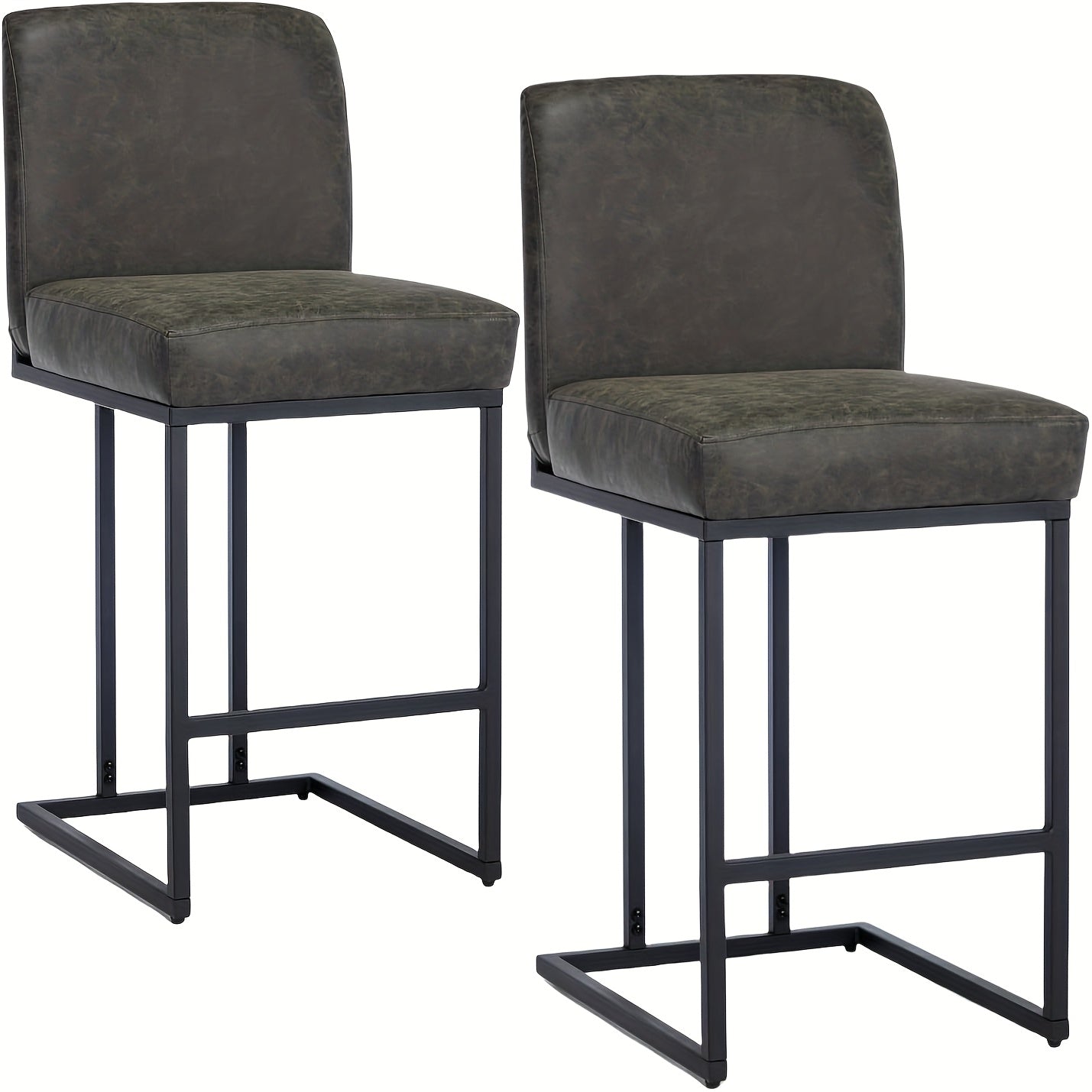 Set Van 2 Modern Zwarte Barkrukken – Barstoelen, Counterkrukken, Keukenstoelen, Statafels Tafels – 60,96 cm Hoogte – Stabiel Metalen Frame Met Rugleuning