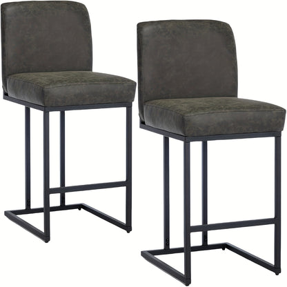Set Van 2 Modern Zwarte Barkrukken – Barstoelen, Counterkrukken, Keukenstoelen, Statafels Tafels – 60,96 cm Hoogte – Stabiel Metalen Frame Met Rugleuning