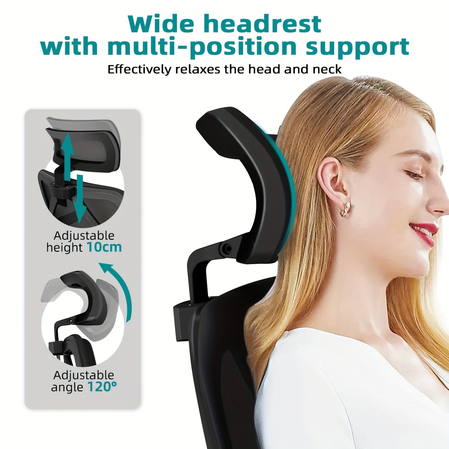 Bureaustoel – Office Chair – Gamestoel – Draaistoel – Bureaustoelen Voor Volwassenen – Ergonomisch Design – Verstelbare Lendensteun & Hoofdsteun – Roestvrij Stalen Frame – Kantelfunctie 135° – Geschikt Voor Harde Vloer