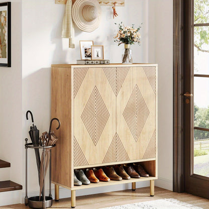 Schoenenkast – Schoenrek – Schoenopberger – Schoenmeubel – Schoenorganizer – 6-lagen Houten Kast – Verstelbare Planken – Eiken Hout Vloerkast