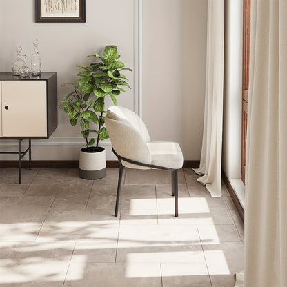 Eetkamerstoelen – Stoelen – Dining Chairs – Zwarte Poten Stoelen – Witte Stoelen – Ergonomisch Design – Comfortabele Zachte Bekleding – Set Van 6 – Duurzaam Metalen Frame – Geschikt Voor Harde Vloeren