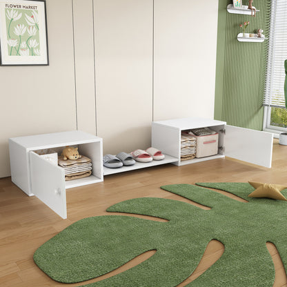 Schoenenkast – Schoenopberger – Schoenbank – Schoenmeubel – Zitbank – Wit – Massief Hout & MDF – Compact 189x40x34,5 cm