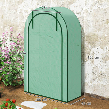 Kweekkas – Tuinkas – Broeikas – Moestuin Kas – Mini Kweekkas – Ronde Dak – Met Deur En Rek – Stalen Frame Met Winterbestendige Folie – 100x45x160 cm – Groen