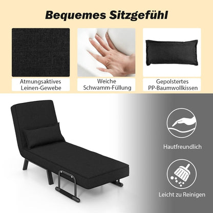 4-in-1 Opvouwbare Sofa Bed – Slaapbank – Relaxstoel – Ligstoel – Krukje – Verstelbare Rugleuning – Hoogwaardig Memory Foam – Grijs