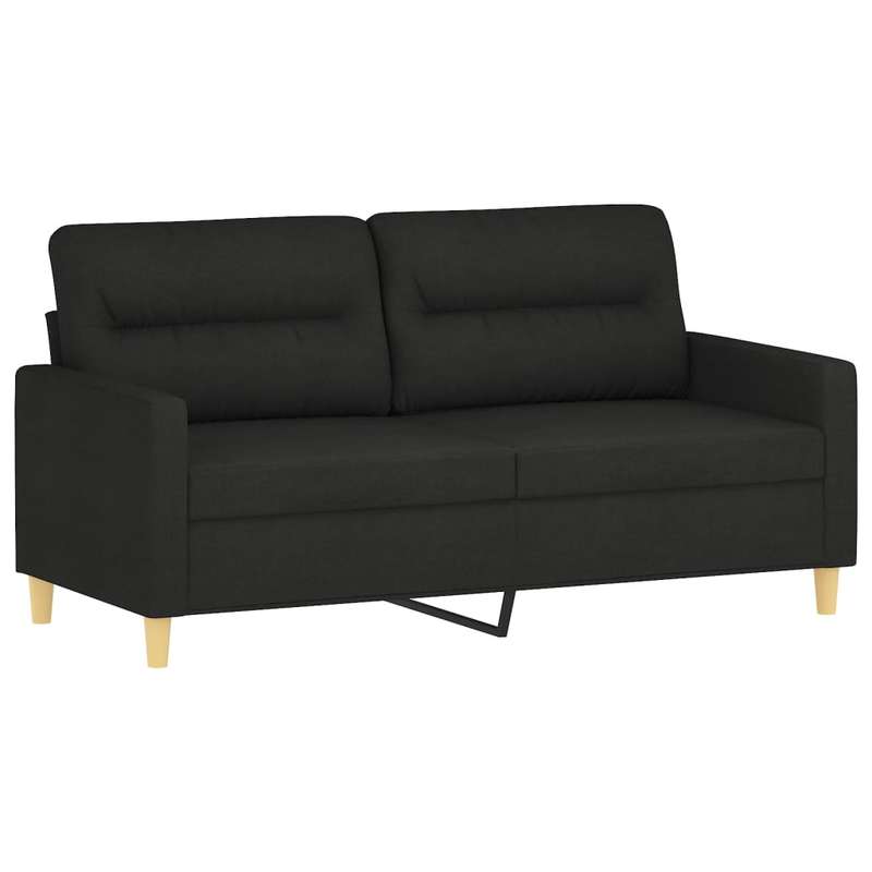 2-zits bank – 2-zits bankstel – Loveseat – Tweezits sofa – Compacte bank – Zwart – Duurzame stof – Comfortabele kussens