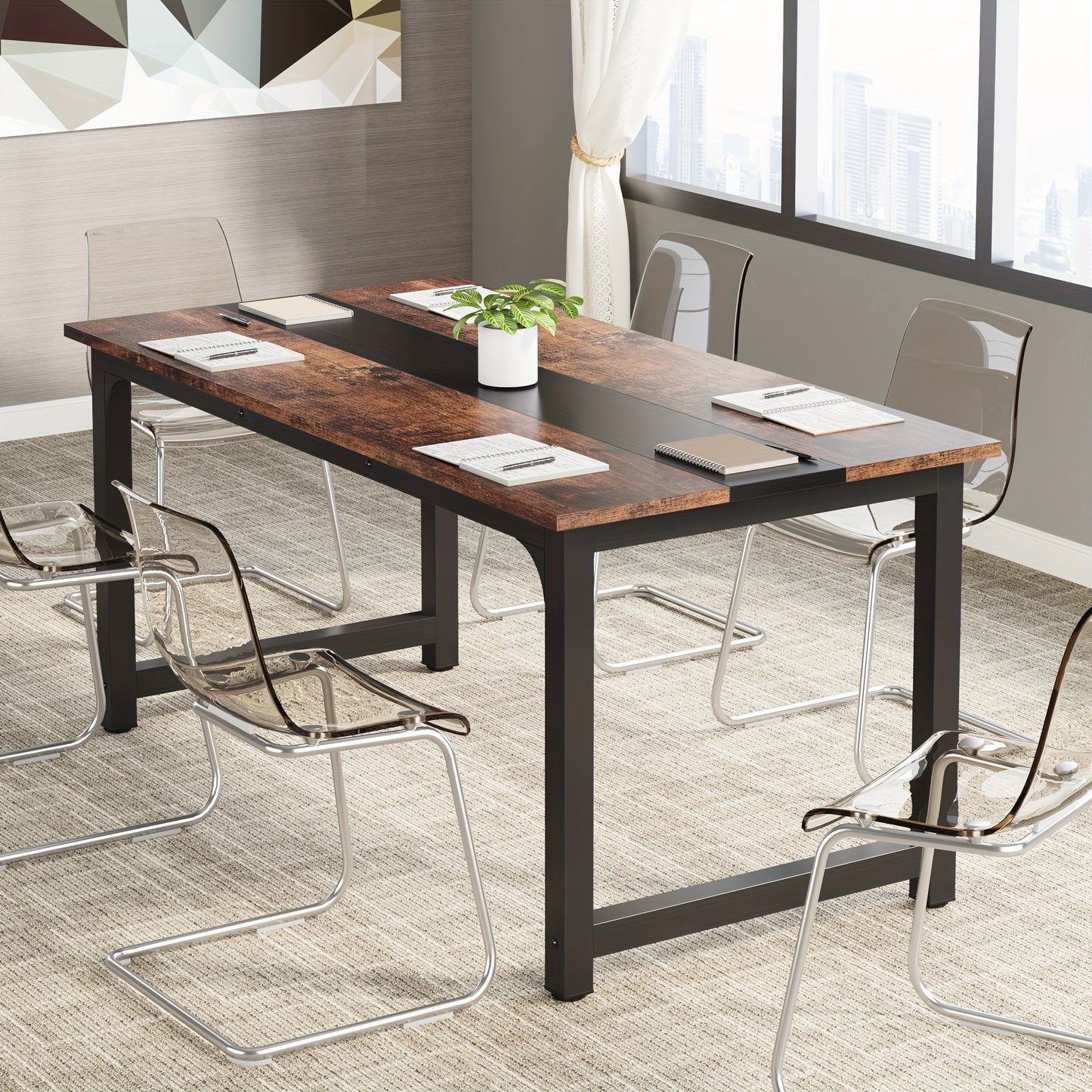 Bureau – Vergadertafel – Werkplek – Computertafel – Schrijftafel – Modern Houten Design – 160x80 cm – Bruin Houtnerf