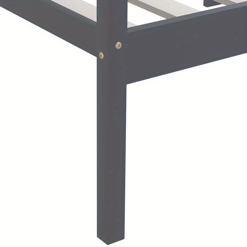 Modern Minimalist Bed Frame - Solid Pine Hardwood Construction, Easy Assembly, Tool-Free Setup, Sturdy Legs - Space-Saving Single Bed for Small Rooms, Apartments, Guest Bedrooms - Grigio Scuro (Dark Gray) Contemporary Furnitu