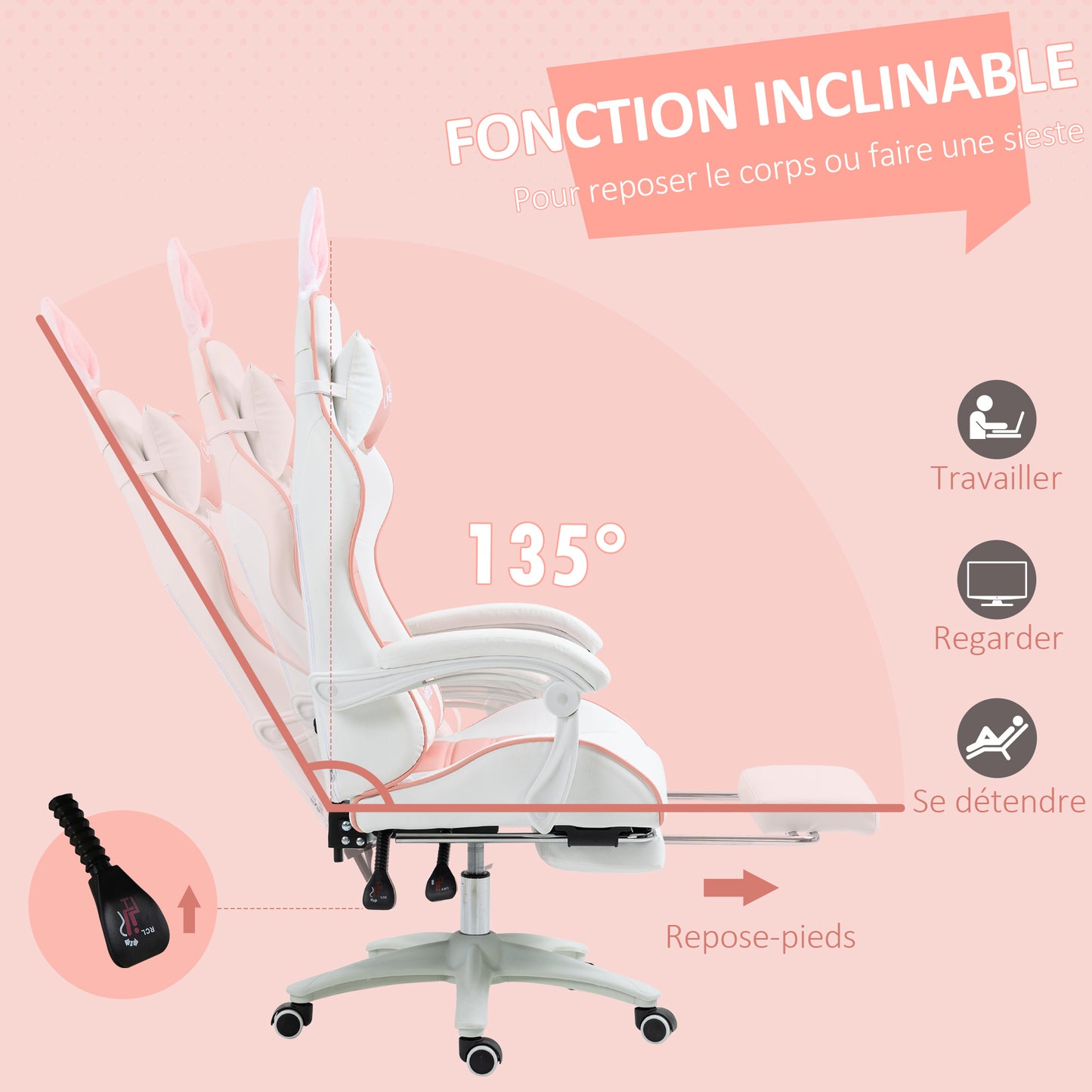 Gamingstoel – Gamestoel – Gaming Chair – Game Stoel – Bureaustoel – Ergonomisch Design – Verstelbare Hoogte en Rugleuning