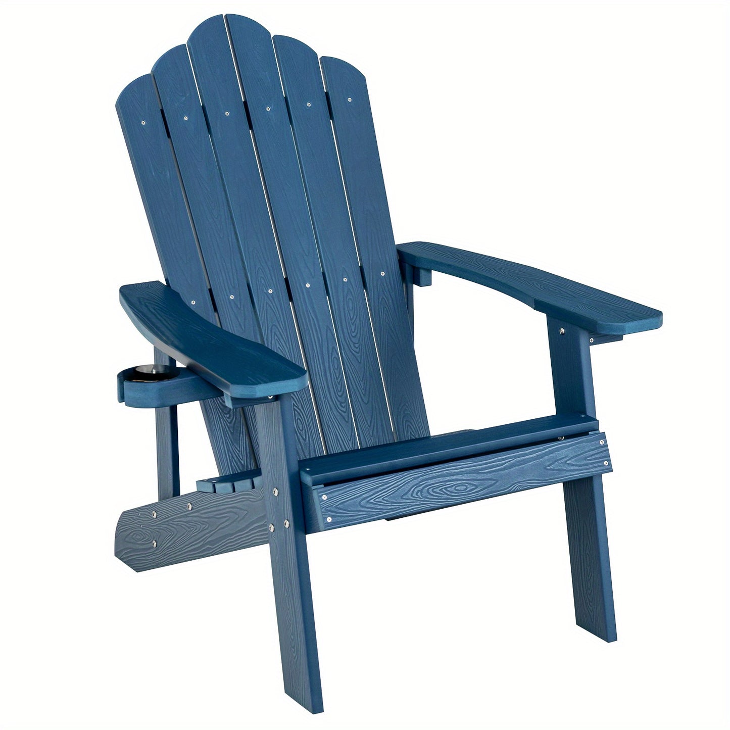 Adirondack Tuinstoel – Buitenstoel – Tuinstoel – Terrasstoel – Balkonstoel – HIPS Kunststof Met Roestvrij Stalen Frame – Weerbestendig Tot 172 KG – Navy Blauw Met Bekerhouder