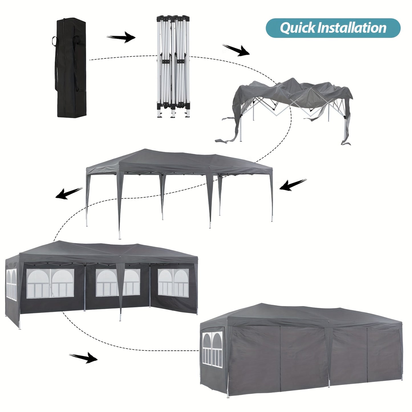 Tuinpaviljoen – Partytent – Gazebo – Tuinkamer – Overkapping – 3x6 Meter – UV-Beschermd Oxford Doek