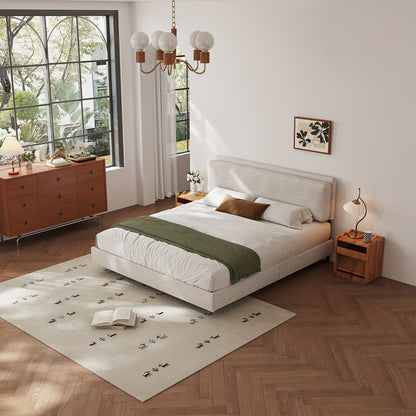 Bedframe – Bedbodem – Ledikant – Tweepersoonsbed – Slaapbank – 180x200 cm – Houtlook Met Metalen Poten – Geen Boxspring Nodig – Eenvoudige Montage – Beige Grijs
