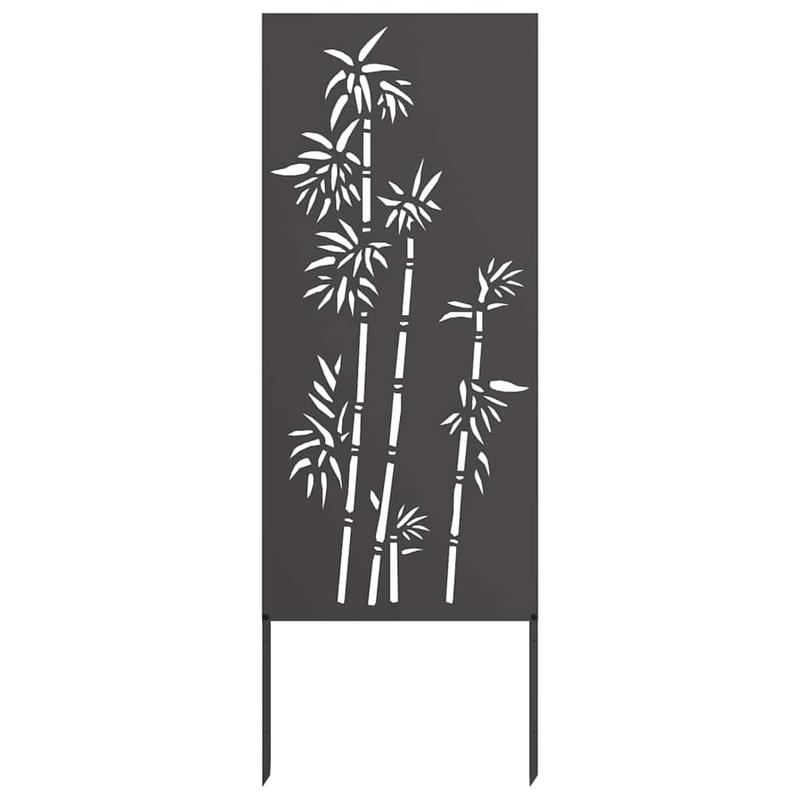 Tuinscherm – Privacyscherm – Schuttingpaneel – Balkonafscheiding – Terrasscherm – Zwart Met Bloemmotief – 50x140 cm – Koudgewalst Staal