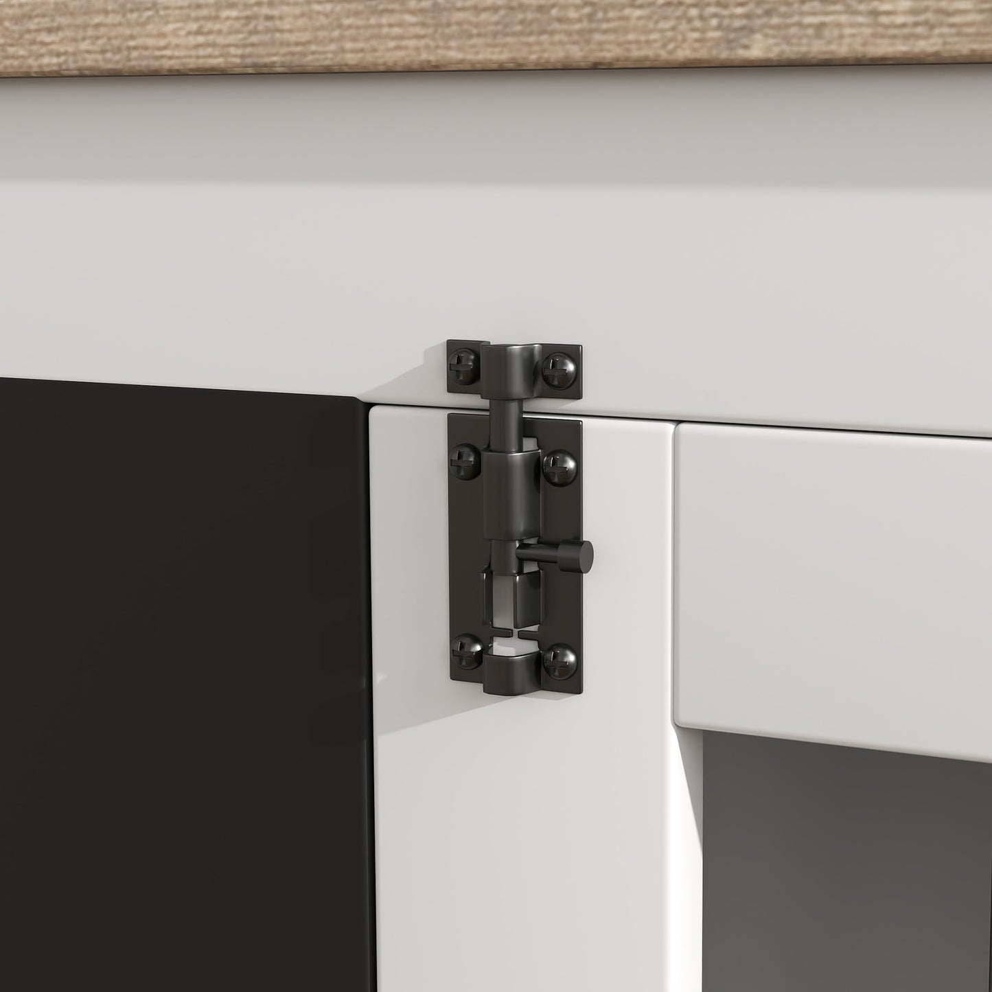 Hondenbench – Hondenkooi – Mand – Hondenhok – Binnenkennel – Middelgrote Hond – Drie Deuren – Multifunctionele Bijzettafel – Wit – 80x60x70 cm – Met Krijtbord