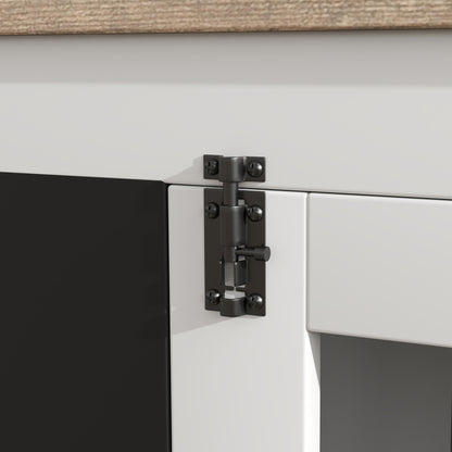 Hondenbench – Hondenkooi – Mand – Hondenhok – Binnenkennel – Middelgrote Hond – Drie Deuren – Multifunctionele Bijzettafel – Wit – 80x60x70 cm – Met Krijtbord