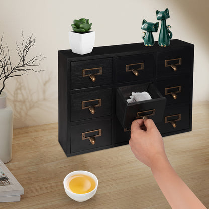Houten Opberger – Ladekast – Organiser – Opbergkast – Ladenkast – 9 Lades – Ruimtebesparend Verticaal Design – Duurzaam Hout Met Metalen Knoppen