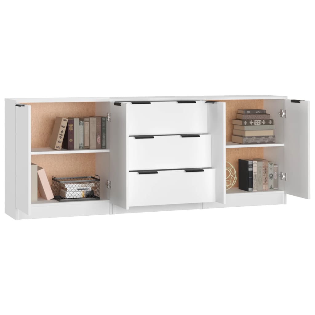 Houten Kast – Opbergkast – Dressoir – Wandkast – Plankenkast – Wit – 3 Ruime Planken – Minimalistisch Design