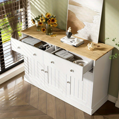 Dressoir – Opbergkast – Sideboard – Kast – Ladekast – Modern Wit – Strak Ontwerp – 120x36x80,5 cm – Stevig Spaanplaat
