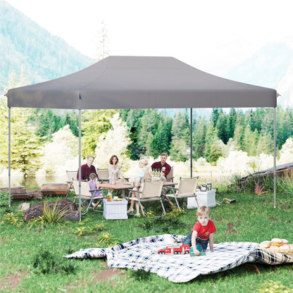 Partytent – Paviljoen – Easy-Up Tent – Vouwtent – Feesttent – Grijs – 3x4,5 Meter – Waterdicht Oxford Polyester – Verstelbare Hoogte Met Wieltjes