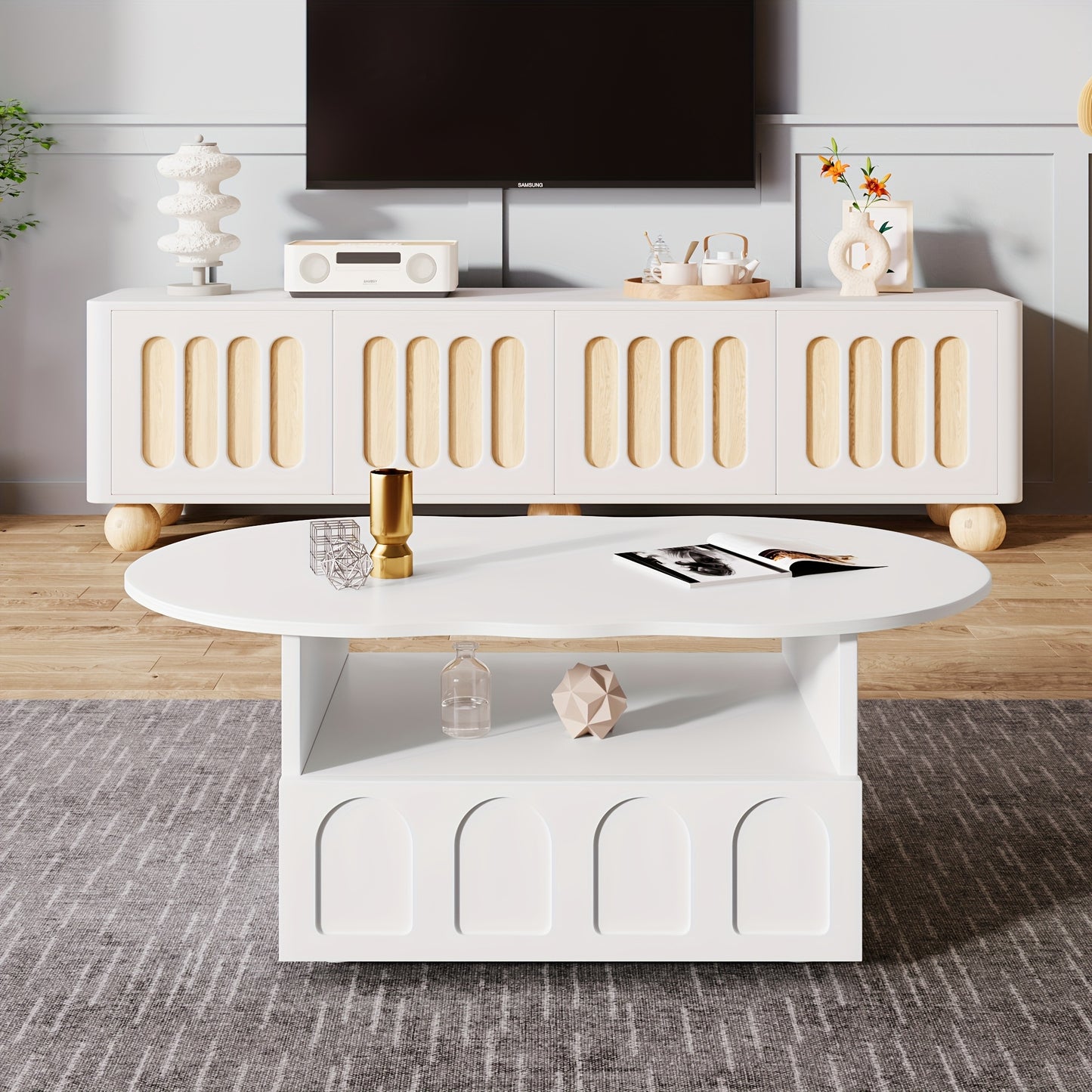 Salontafel – Koffietafel – Woonkamertafel – Bijzettafel – Meubeltje – Wolkenvorm – Met Opbergruimte – Duurzaam Niet-Houten Materiaal – Eenvoudige Montage