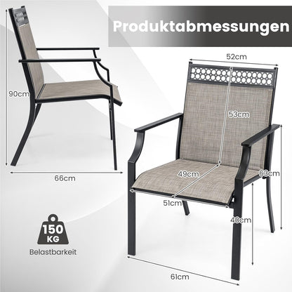 Tuinstoelen – Tuinstoelen – Balkonstoelen – Tuinmeubilair – Buitenzitmeubels – 2-Delige Set Koffiekleur – Sneldrogende Stof – Stevig Metalen Frame Tot 150 kg