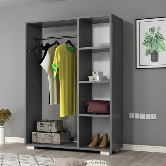 Kledingkast – Garderobekast – Kleerkast – Opbergkast – Dichte Kast – Antraciet – Compact 126x90x30 cm – Stevig Spaanplaat met Kledingstang