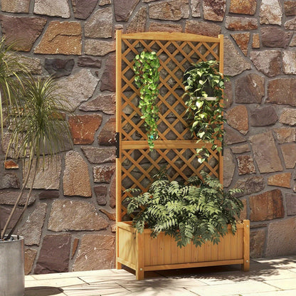 Verhoogde Plantenbak – Bloembak – Kruidenbak – Tuinbak – Plantenbak Met Klimrek – Oranje – Natuurlijk Vurenhout – Met Drainagegaten – 180,5 cm Hoog