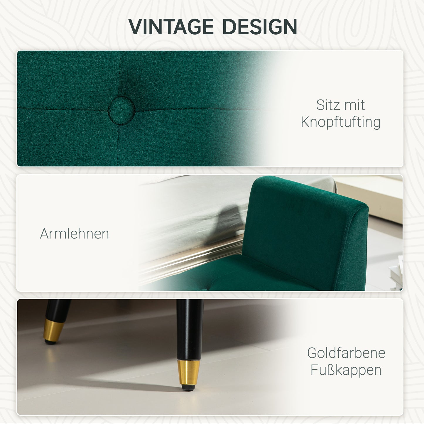 Sofa Bench – Schoenenbank – Opbergbank – Halbank – Zitbank – Met Opbergruimte – Fluweelachtig Polyester – Stevige Rubberhouten Poten – 107 x 42 x 65 cm – Diepgroen