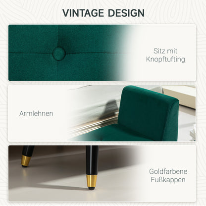 Sofa Bench – Schoenenbank – Opbergbank – Halbank – Zitbank – Met Opbergruimte – Fluweelachtig Polyester – Stevige Rubberhouten Poten – 107 x 42 x 65 cm – Diepgroen