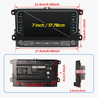 Autoradio – Multimedia Unit – Car Stereo – Navigatiesysteem – Touchscreen Radio – 7 Inch IPS Display – Android 14 Systeem – Inclusief Achteruitrijcamera en Microfoon