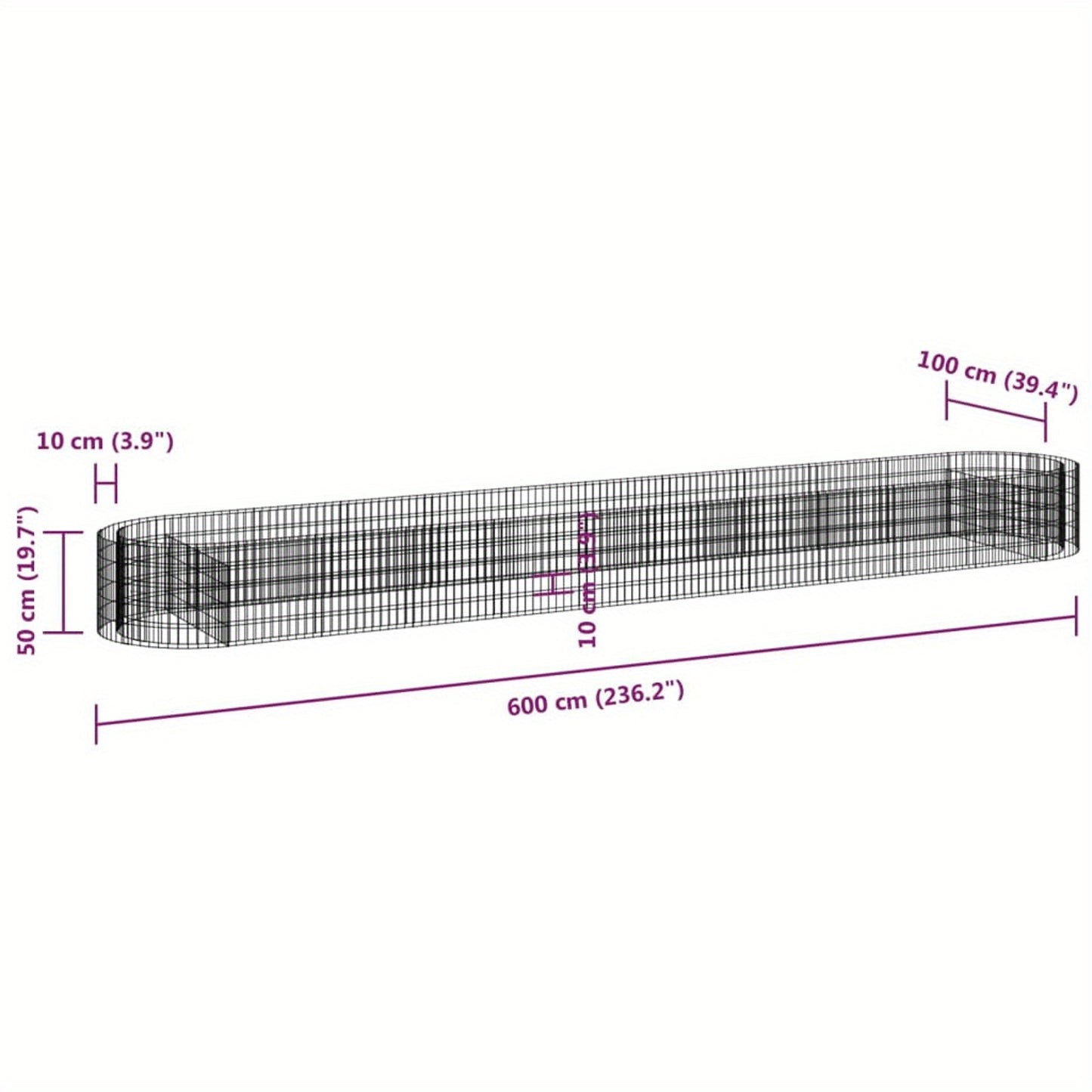 Bloembak – Plantenbak – Plantenbakken – Bloempot – Sierbak – Verhoogde Stenenkooi – Weerbestendig Gegalvaniseerd IJzer – Groot Formaat 600x100x50 cm