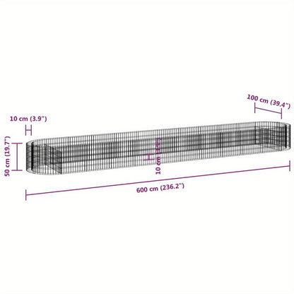 Bloembak – Plantenbak – Plantenbakken – Bloempot – Sierbak – Verhoogde Stenenkooi – Weerbestendig Gegalvaniseerd IJzer – Groot Formaat 600x100x50 cm