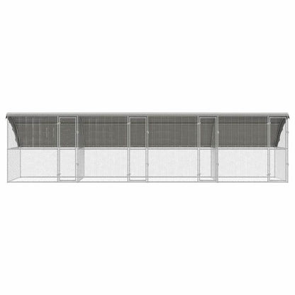 Kippenren – Kippenhok – Buitenren – Dierenren – Vogelkooi – Gegalvaniseerd Staal – Extra Groot 800x200x198,5 cm – Duurzaam En Weerbestendig