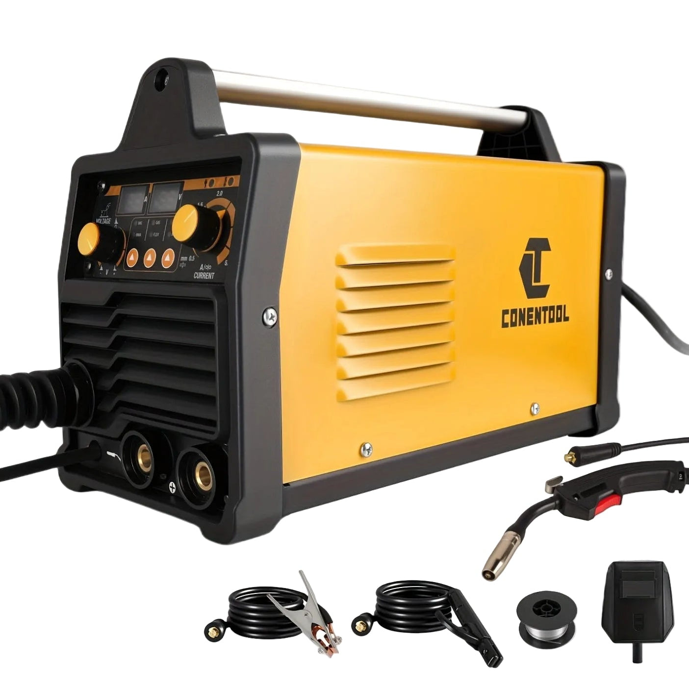 Lasapparaat – Mig Lasmachine – Tig Lasmachine – Elektrische Lasser – MMA Lasser – Geel – 200A Stroomsterkte – Digitale Display Met Overbelastingsbeveiliging