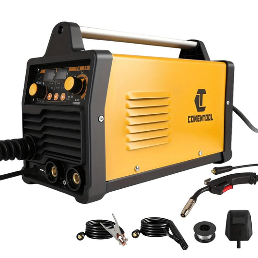 Lasapparaat – Mig Lasmachine – Tig Lasmachine – Elektrische Lasser – MMA Lasser – Geel – 200A Stroomsterkte – Digitale Display Met Overbelastingsbeveiliging