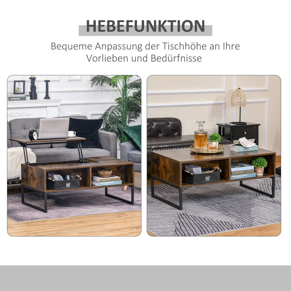 Salontafel – Koffietafel – Woonkamertafel – Bijzettafel – Tafel – Verstelbaar Lift-Top Blad – Verborgen Opbergruimte & Uitschuifbare Lade – Modern Spaanplaat Met Metaal – 100x60x44 cm