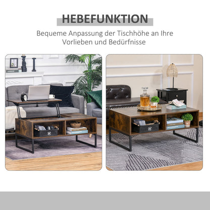Salontafel – Koffietafel – Woonkamertafel – Bijzettafel – Tafel – Verstelbaar Lift-Top Blad – Verborgen Opbergruimte & Uitschuifbare Lade – Modern Spaanplaat Met Metaal – 100x60x44 cm
