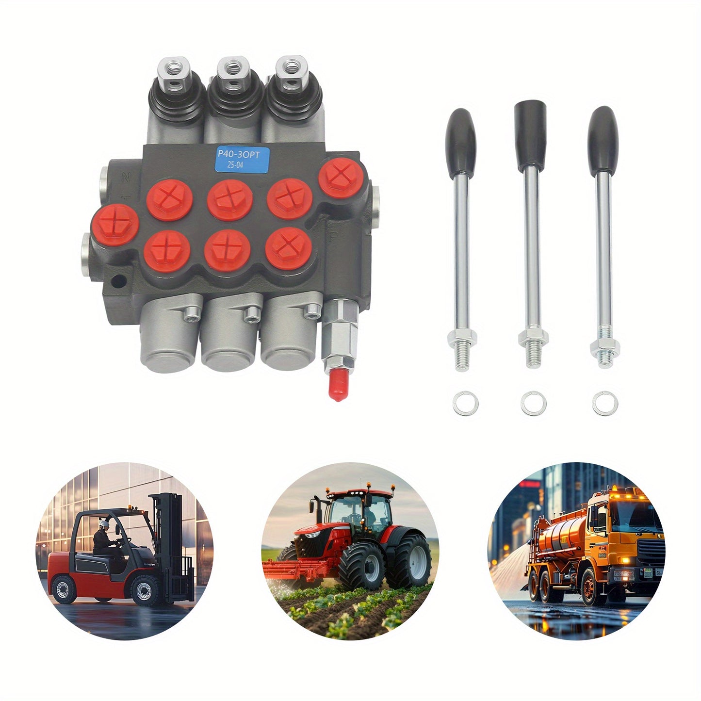 3P40 Multi way Directional Valve, Cast iron, Silvery+Black+Red, Pneumatic Control, Industrial Automation, Robust Construction, Durable Valve, Precision Engineering, Highquality Metal, Control Valve, Multidirectional Valve, Hy