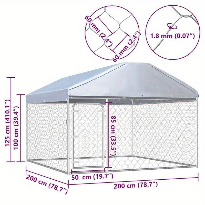 Hondenkennel Buiten – Hondenhok Tuindierenren – Huisdierren Outdoor Kennel – Dierenopslag – 200x200x135 cm – Geschikt voor Kleine en Middelgrote Honden – Stevige, Makkelijke Montage