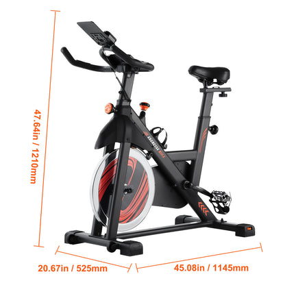 Hometrainer – Fitnessfiets – Indoor Bike – Fietsapparaat – Spinningfiets – Magnetische Weerstand – 16 kg Vliegwiel – Verstelbaar Comfortabel Zadel – Zwart Oranje