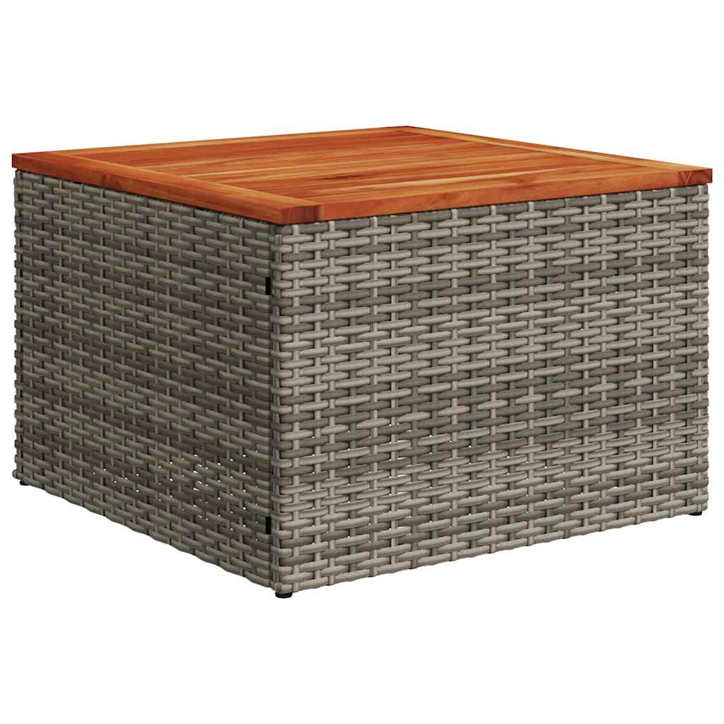 Buitenbank – Tuinbank – Zitbank – Tuinmeubel – Loungebank – Weerbestendig Polyrattan – Inclusief Tafel Met Acaciahouten Blad - Grijs