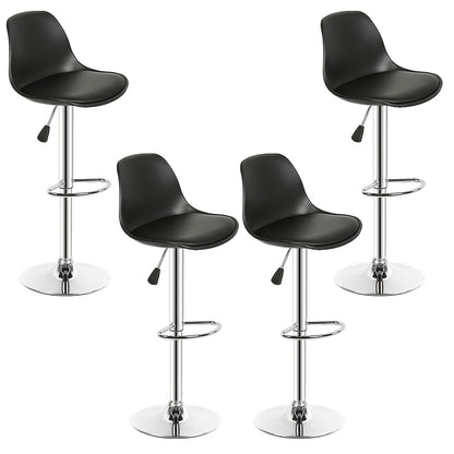 Barkrukken – Barstoelen – Keukenkrukken – Hoge Stoelen – Barkruk Set – Verstelbare Zithoogte – Draaibare Zitting – Zwart Kunstleer – Metalen Frame – Set Van 4