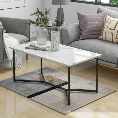 Salontafel – Woonkamertafel – Koffietafel – Bijzettafel – Houten Tafel – Wit – MDF & Massief Hout – Rechthoekig Compact Design