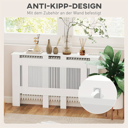 Radiatorombouw – Radiatoromkasting – Radiatorbekleding – Radiatorhoes – Verwarmingsombouw – Uitschuifbaar 125-201 cm – MDF Wit met Opbergruimte