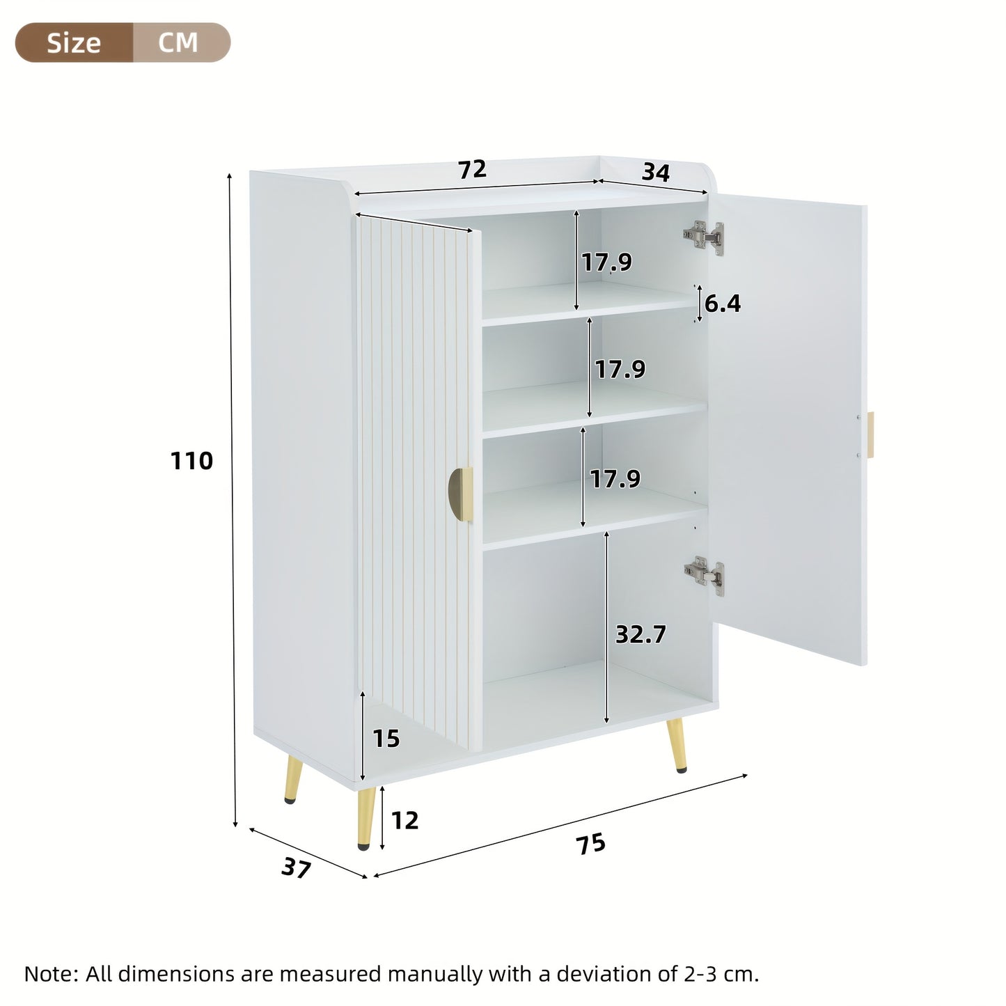 Schoenenkast – Schoenopberger – Schoenrek – Schoenkommode – Halmeubel – MDF – Drie Lagen – Open Lade – Draagvermogen 20KG – Wit