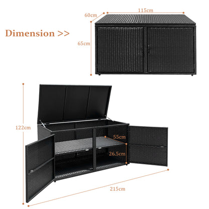 Buitenopbergbox – Tuinkist – Opbergkist – Tuinbox – Opbergbox – Ruime 335L Inhoud – Weerbestendig PE Rattan